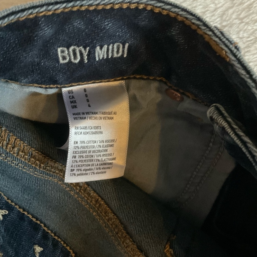 AEO Boy MIDI Blue Jean Shorts Sz 0 - Picture 3 of 3